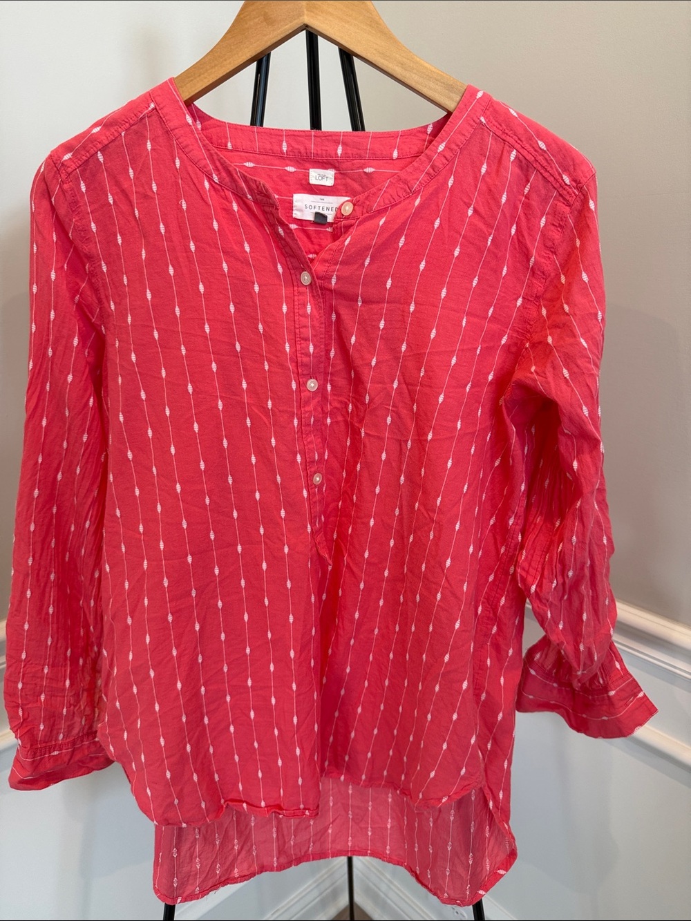 LOFT Coral-Pink Button Front Tunic